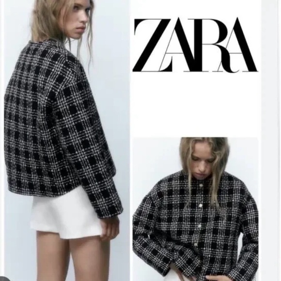 Zara Jackets & Blazers - NWT ZARA Women's Black and White Plaid Jacket Size XS